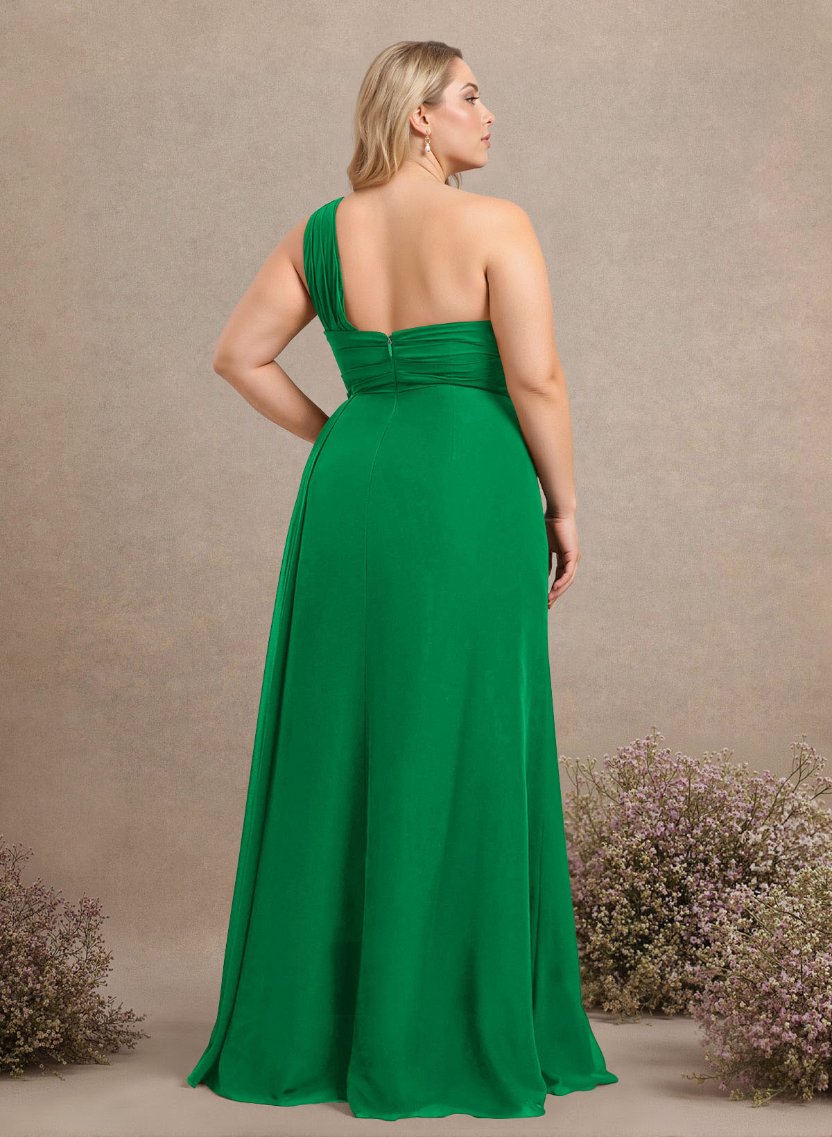 A-Line One-Shoulder Sleeveless Chiffon Bridesmaid Dresses With High Split, product image 332