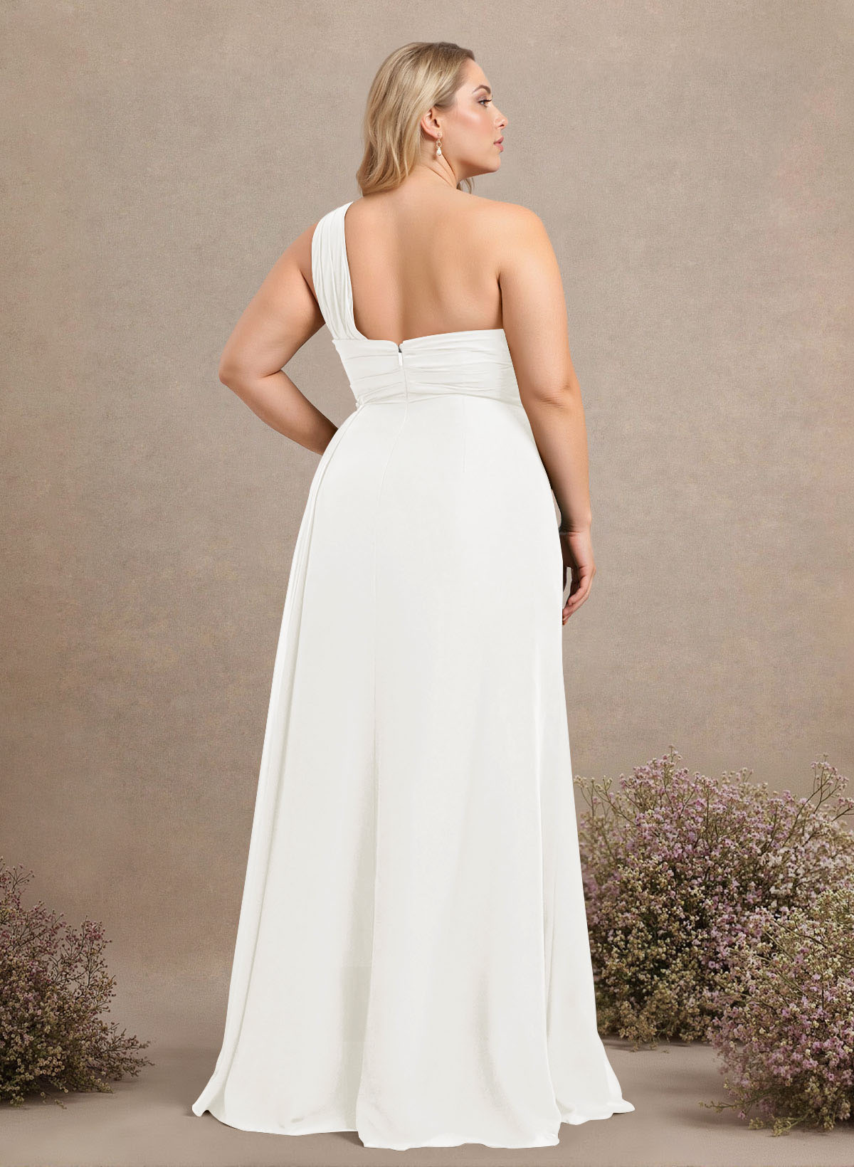 A-Line One-Shoulder Sleeveless Chiffon Bridesmaid Dresses With High Split, product image 314