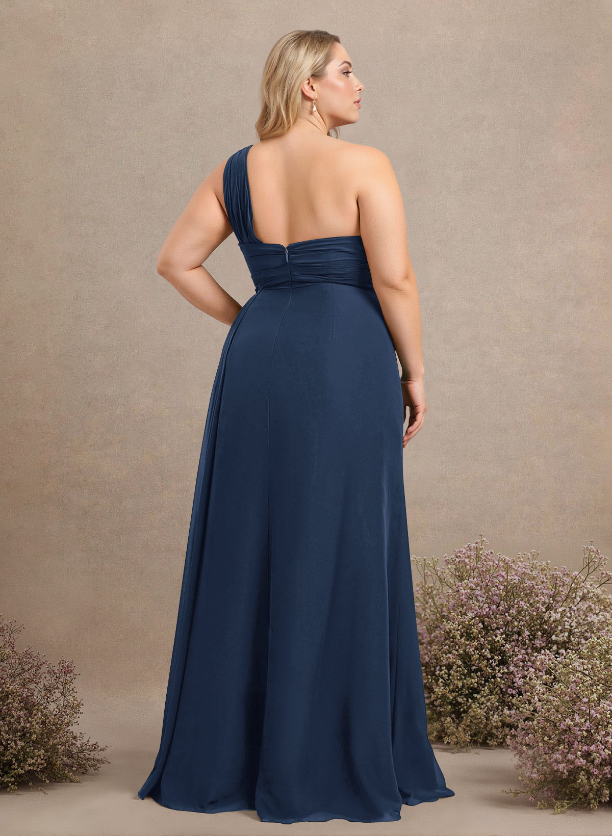 A-Line One-Shoulder Sleeveless Chiffon Bridesmaid Dresses With High Split, product image 210