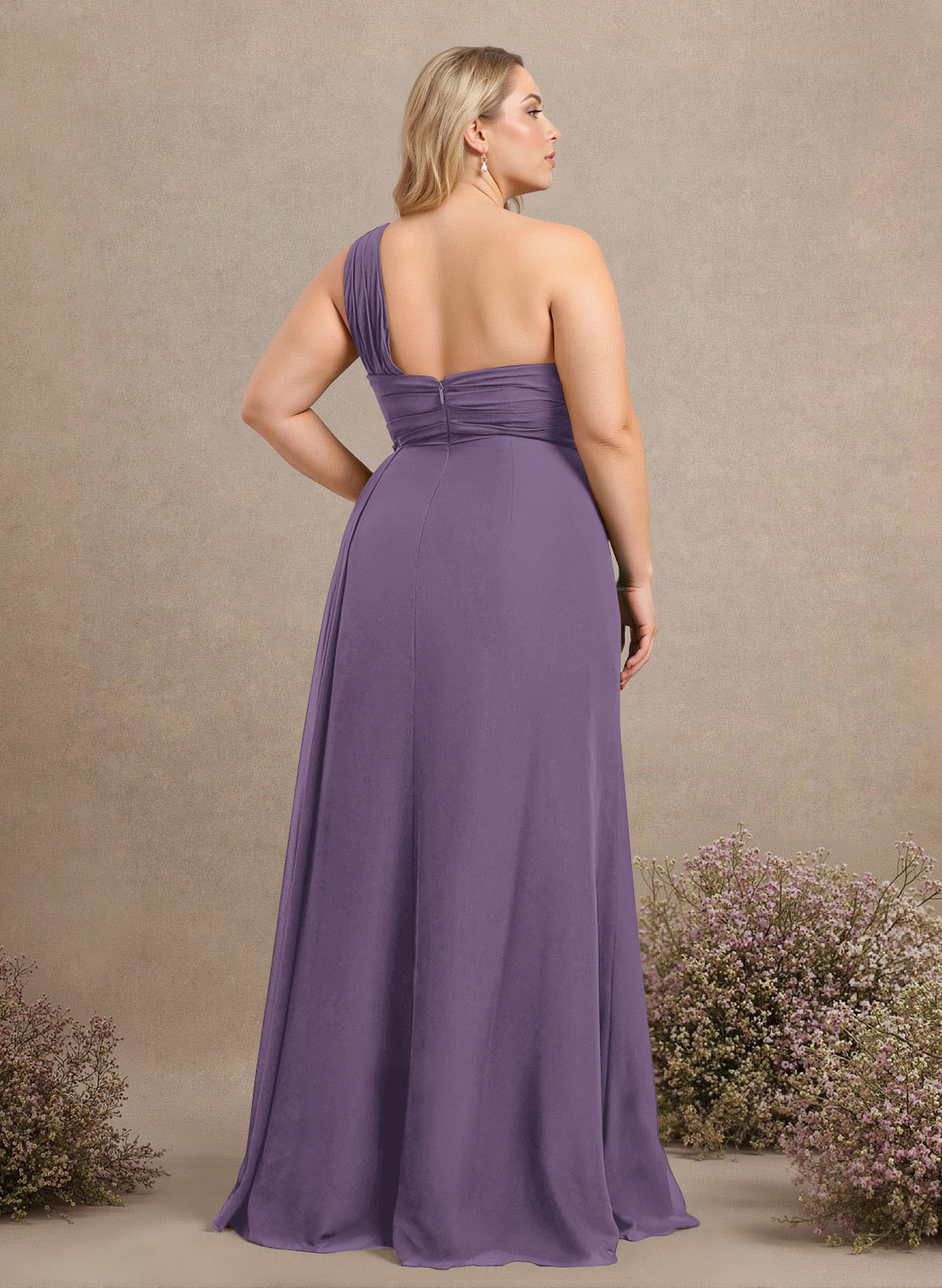 A-Line One-Shoulder Sleeveless Chiffon Bridesmaid Dresses With High Split, product image 272