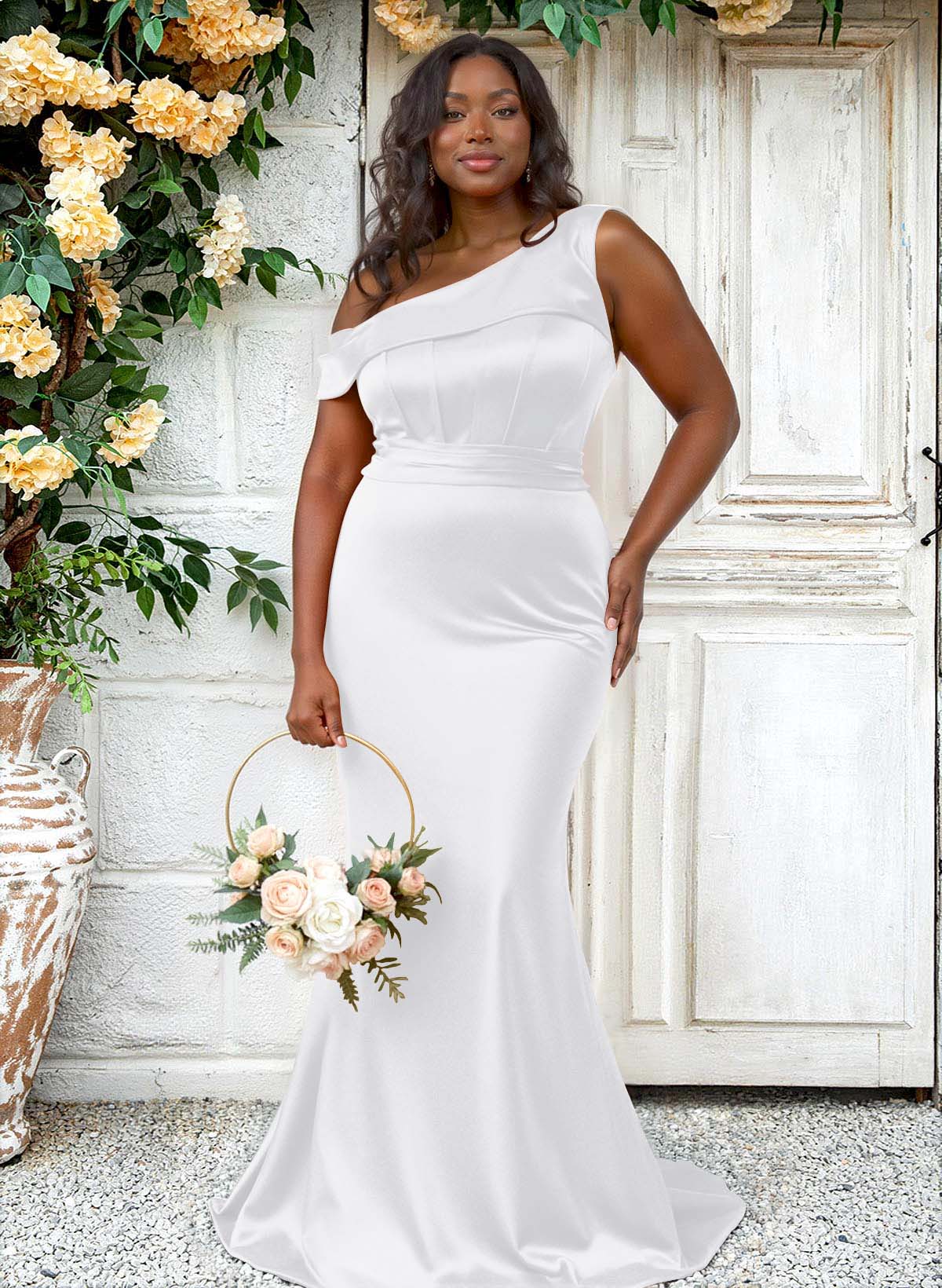 Trumpet/Mermaid Asymmetrical Sweep Train Charmeuse Bridesmaid Dresses, product image 111