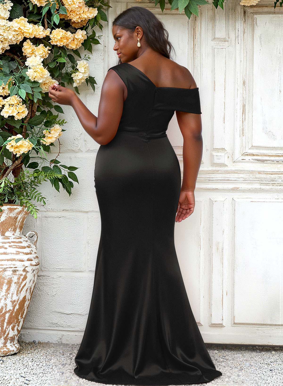 Trumpet/Mermaid Asymmetrical Sweep Train Charmeuse Bridesmaid Dresses, product image 78