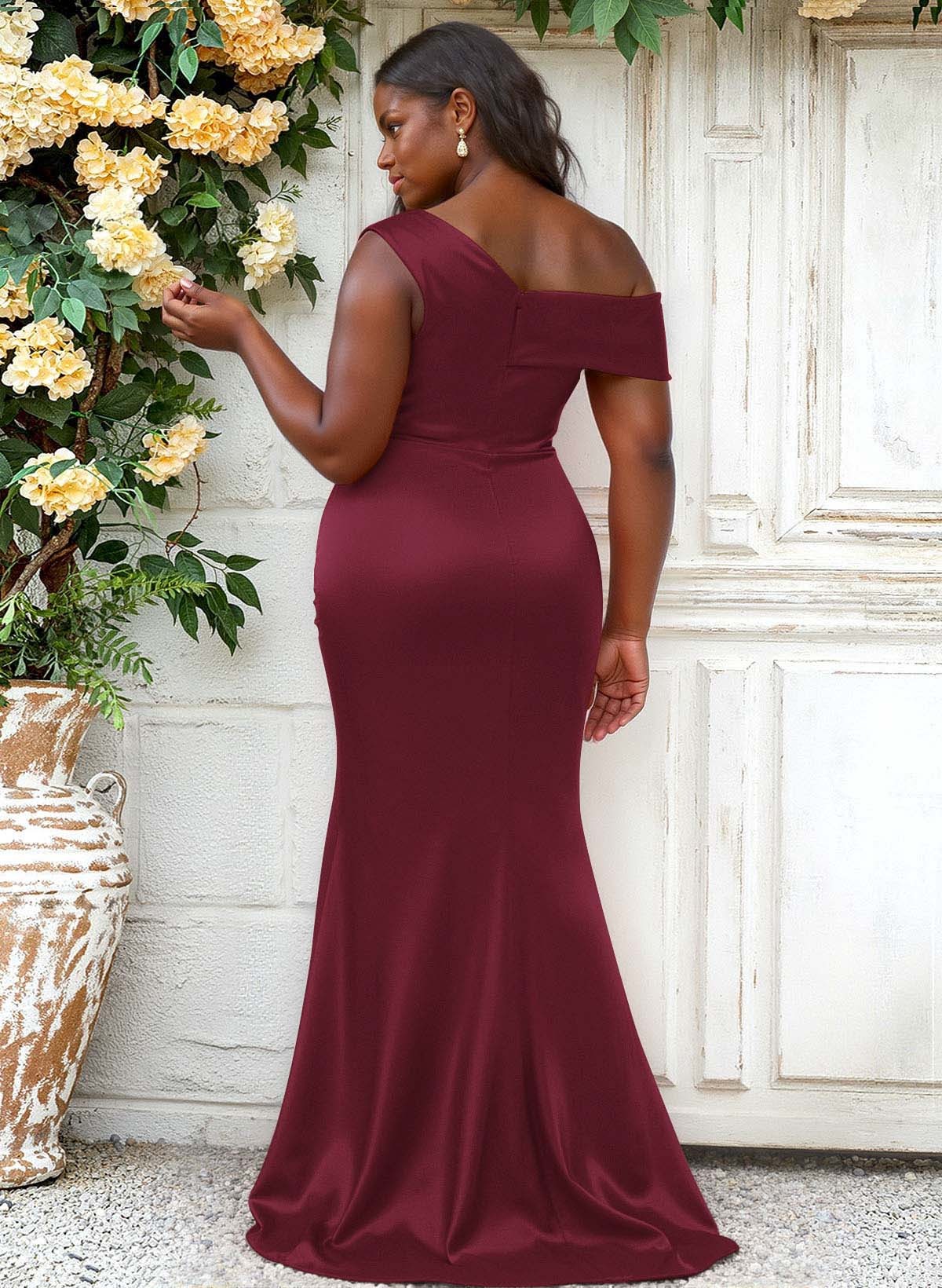 Trumpet/Mermaid Asymmetrical Sweep Train Charmeuse Bridesmaid Dresses, product image 80