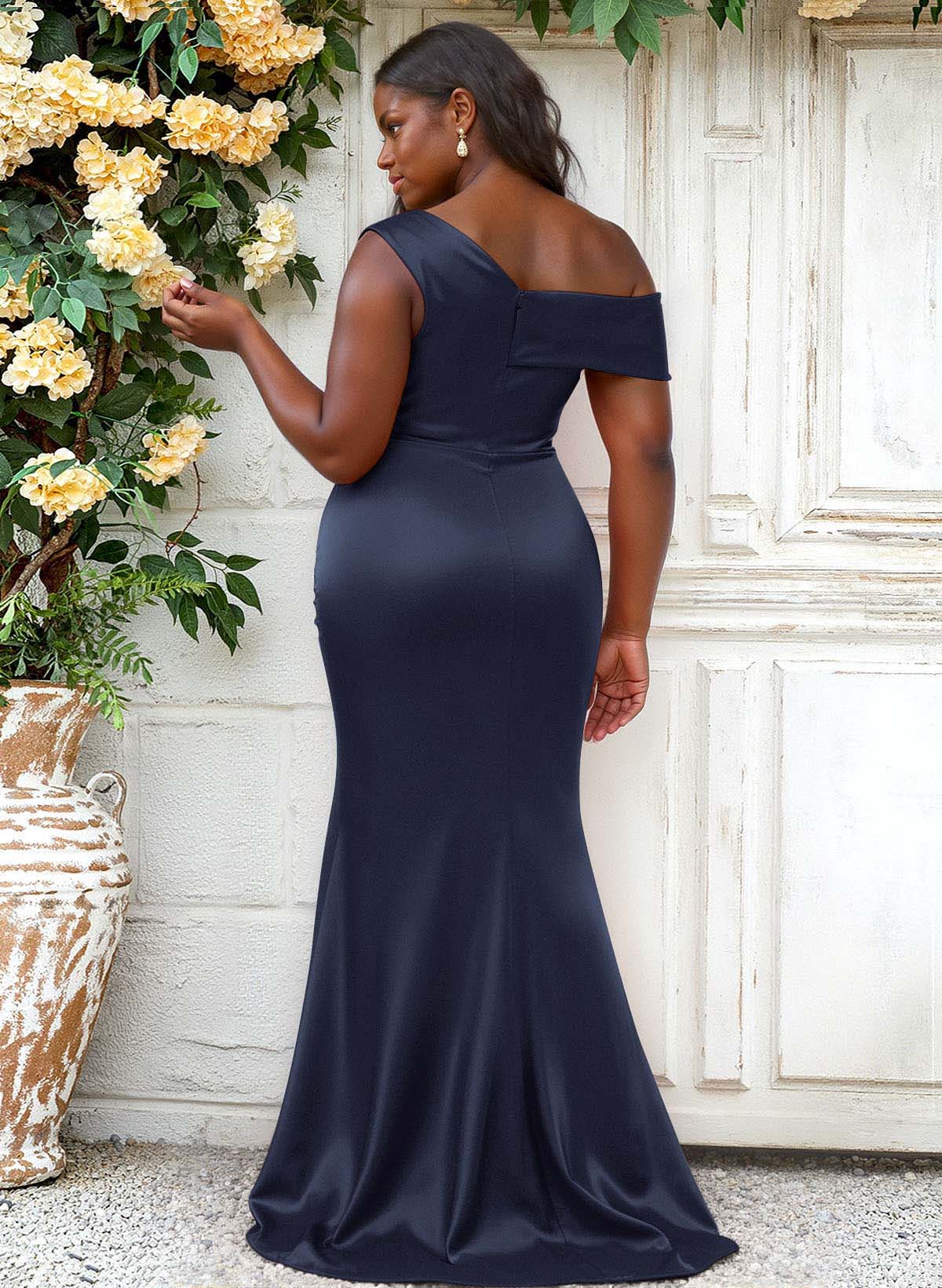 Trumpet/Mermaid Asymmetrical Sweep Train Charmeuse Bridesmaid Dresses, product image 86