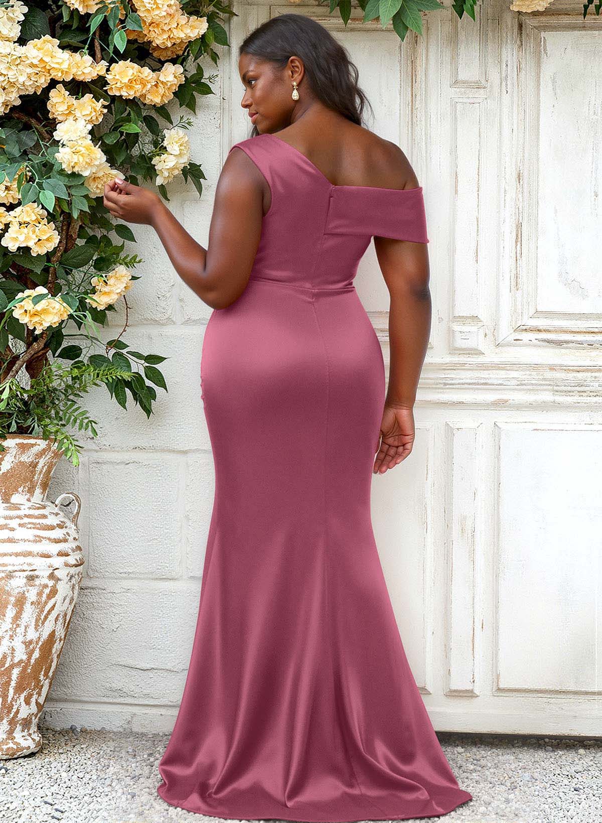 Trumpet/Mermaid Asymmetrical Sweep Train Charmeuse Bridesmaid Dresses, product image 122