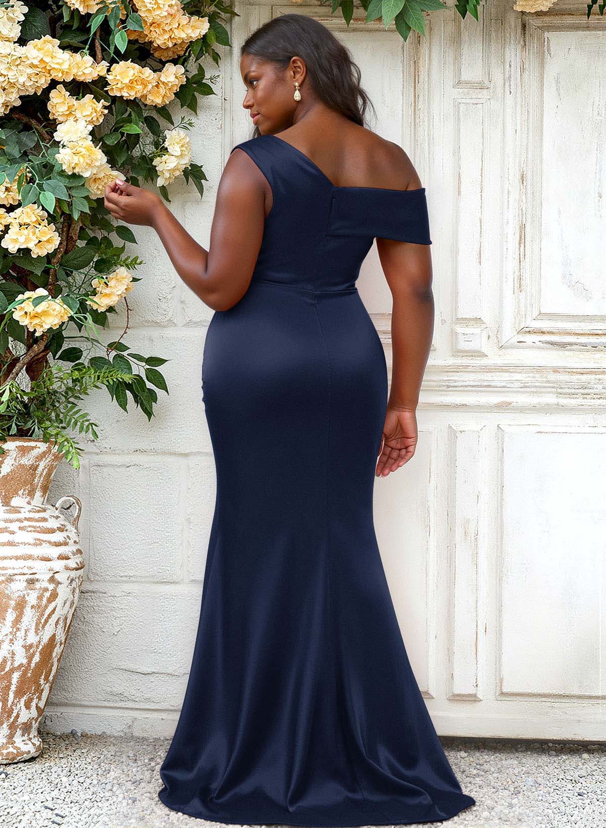 Trumpet/Mermaid Asymmetrical Sweep Train Charmeuse Bridesmaid Dresses, product image 102