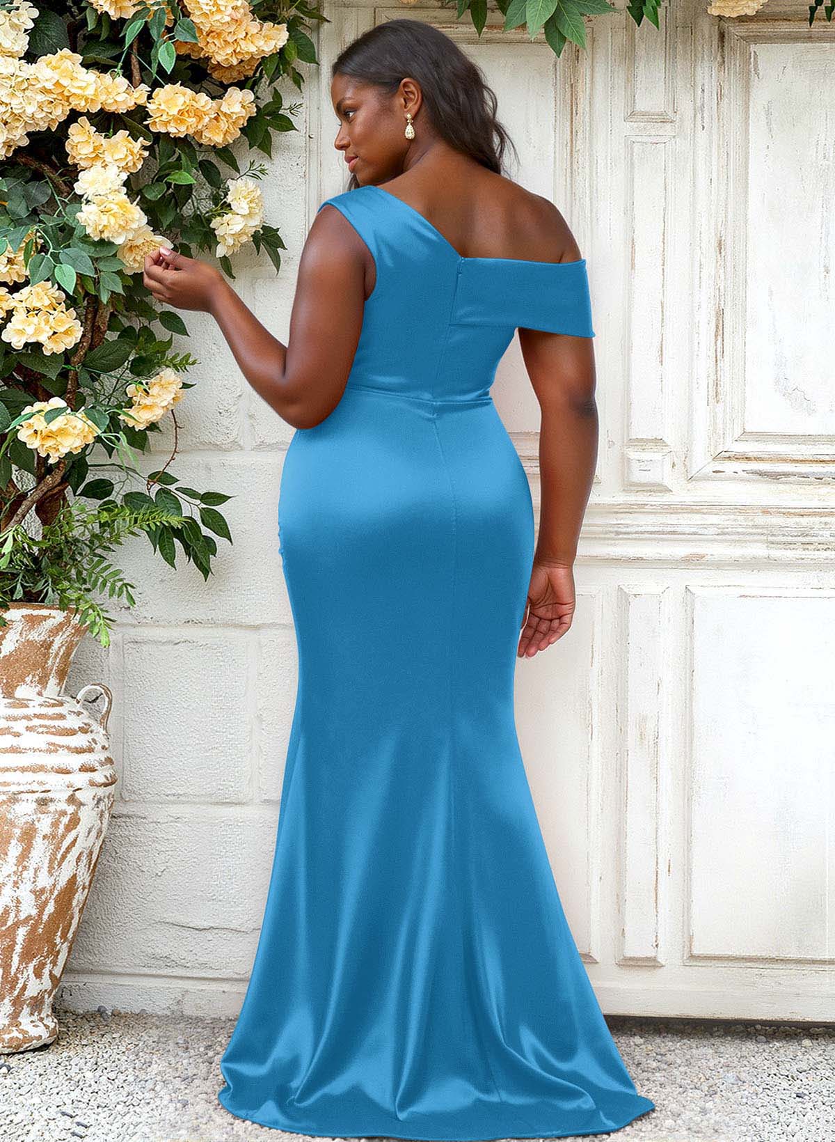 Trumpet/Mermaid Asymmetrical Sweep Train Charmeuse Bridesmaid Dresses, product image 138
