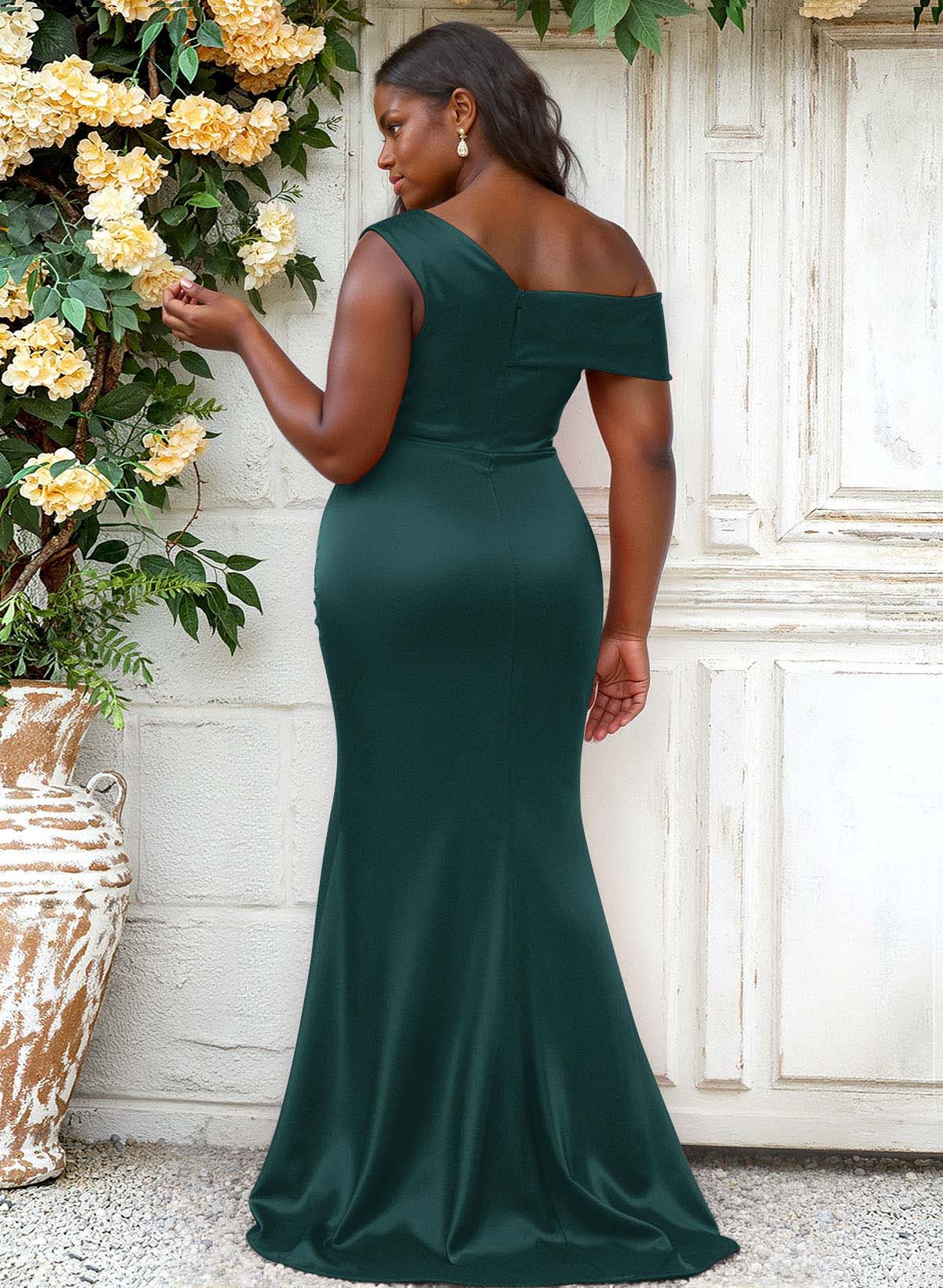 Trumpet/Mermaid Asymmetrical Sweep Train Charmeuse Bridesmaid Dresses, product image 126