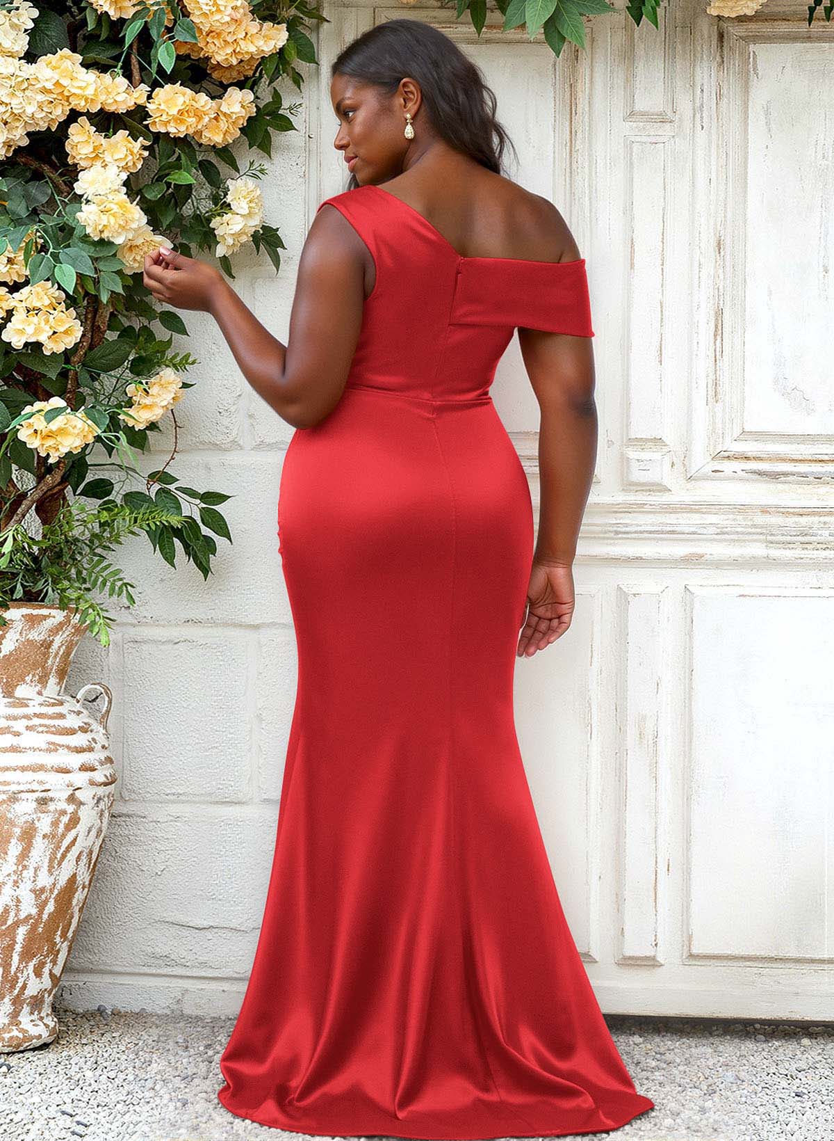 Trumpet/Mermaid Asymmetrical Sweep Train Charmeuse Bridesmaid Dresses, product image 106