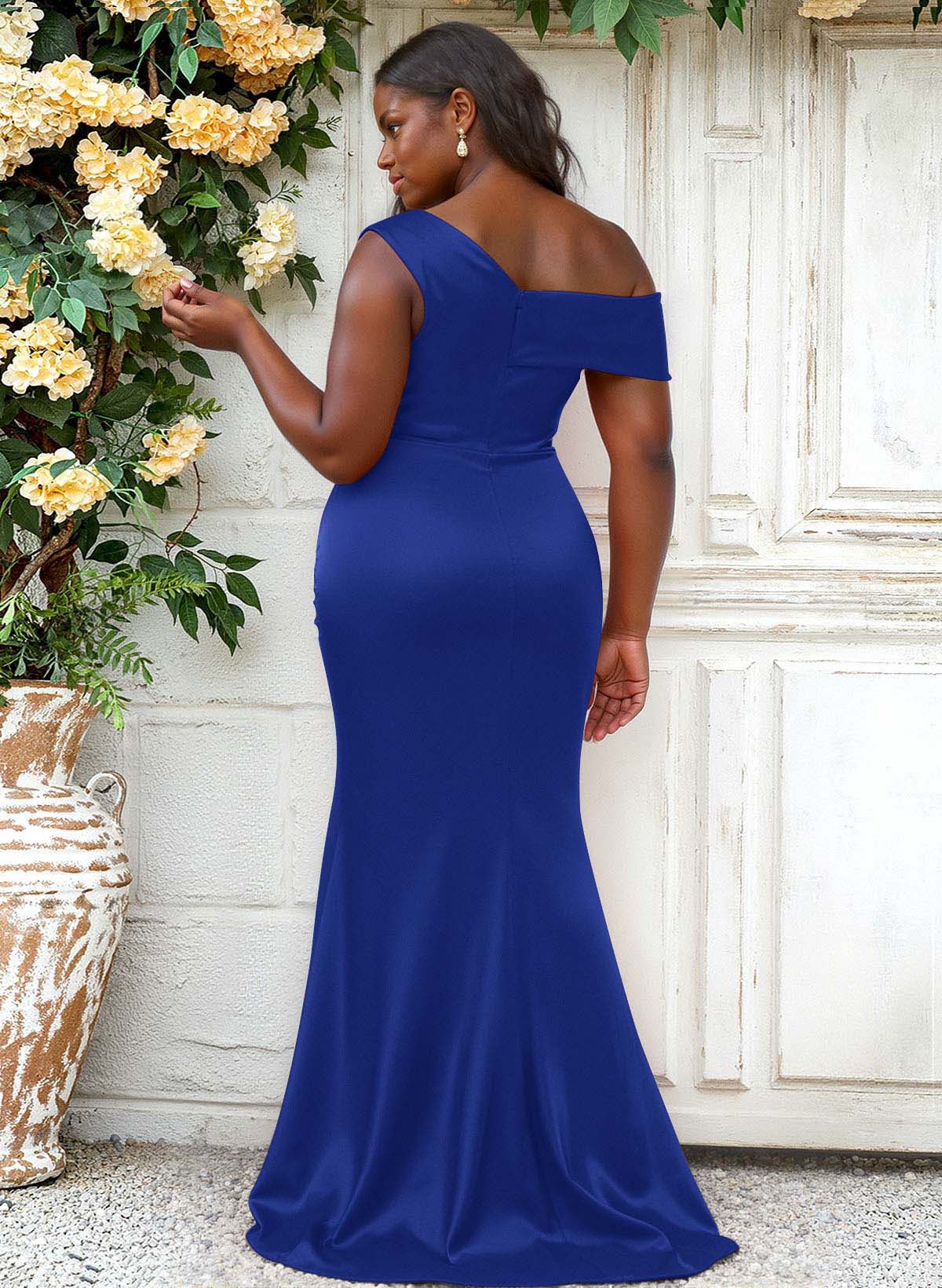 Trumpet/Mermaid Asymmetrical Sweep Train Charmeuse Bridesmaid Dresses, product image 108