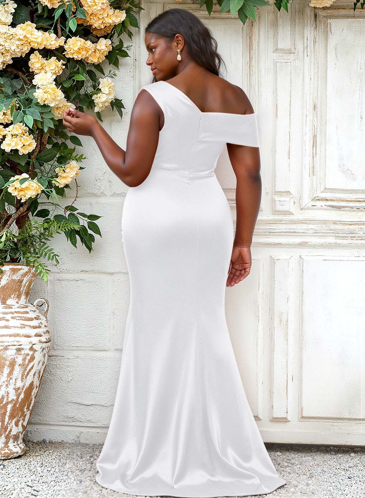 Trumpet/Mermaid Asymmetrical Sweep Train Charmeuse Bridesmaid Dresses, product image 112