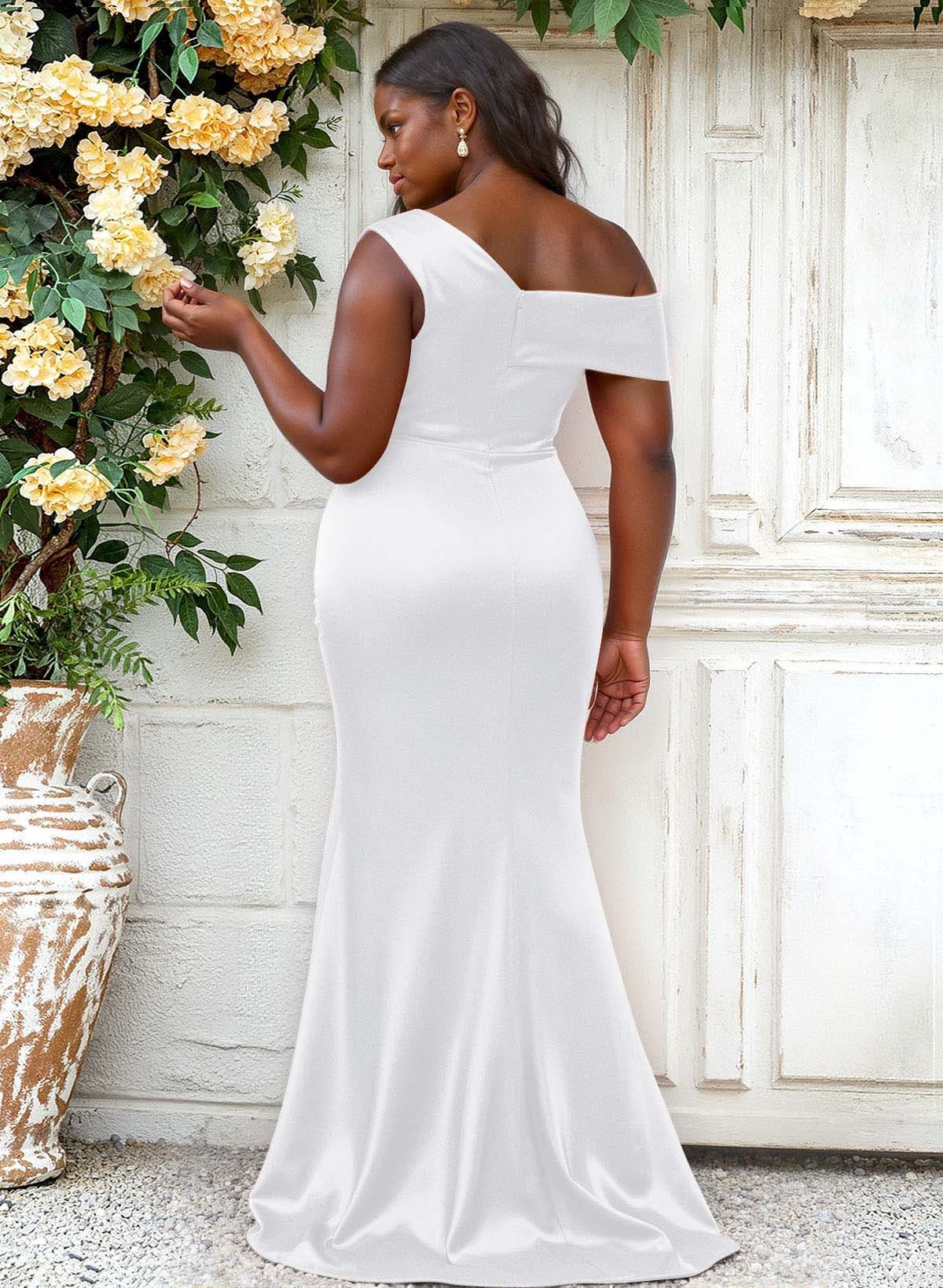 Trumpet/Mermaid Asymmetrical Sweep Train Charmeuse Bridesmaid Dresses, product image 112