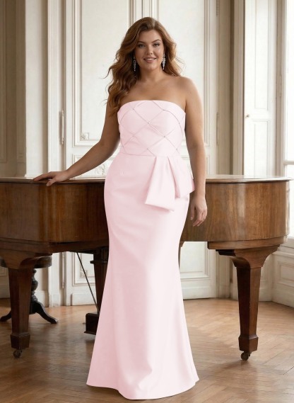 Flattering Beaded Strapless Ruched Waist Satin Mother Of The Bride Dresses, product image 44