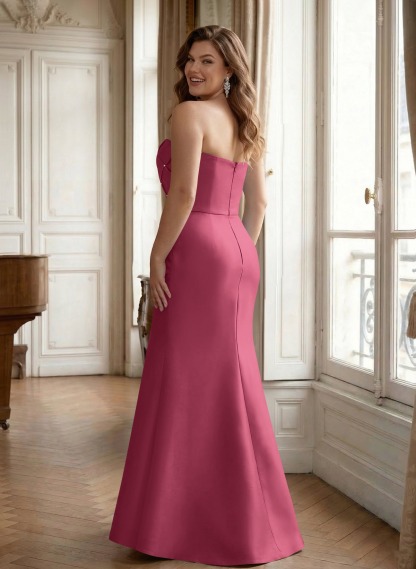Flattering Beaded Strapless Ruched Waist Satin Mother Of The Bride Dresses, product image 55