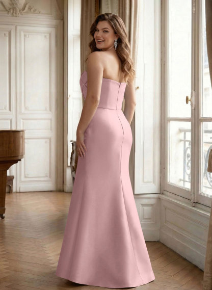 Flattering Beaded Strapless Ruched Waist Satin Mother Of The Bride Dresses, product image 35