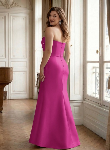 Flattering Beaded Strapless Ruched Waist Satin Mother Of The Bride Dresses, product image 31