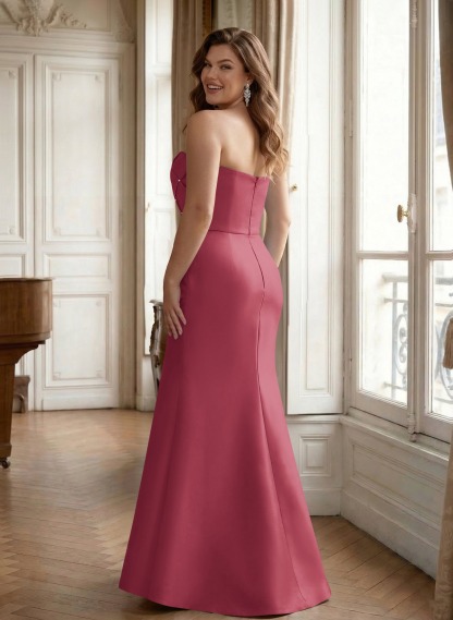 Flattering Beaded Strapless Ruched Waist Satin Mother Of The Bride Dresses, product image 57