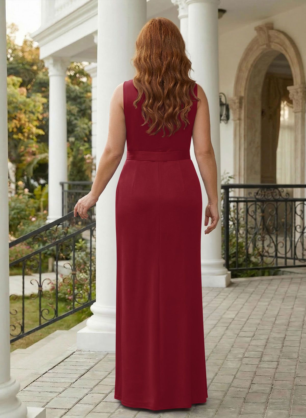 Sheath/Column Crepe Satin Mother Of The Bride Dresses With Ruffle/High Split, product image 42