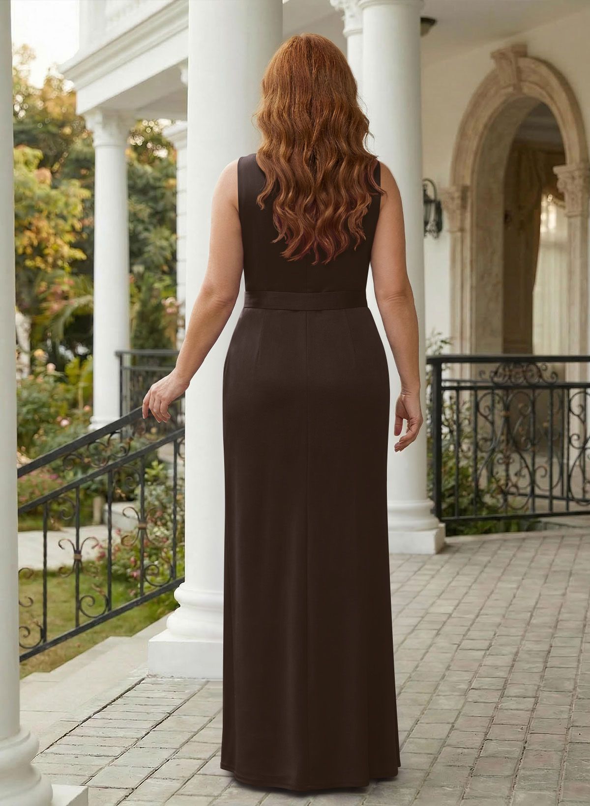 Sheath/Column Crepe Satin Mother Of The Bride Dresses With Ruffle/High Split, product image 16
