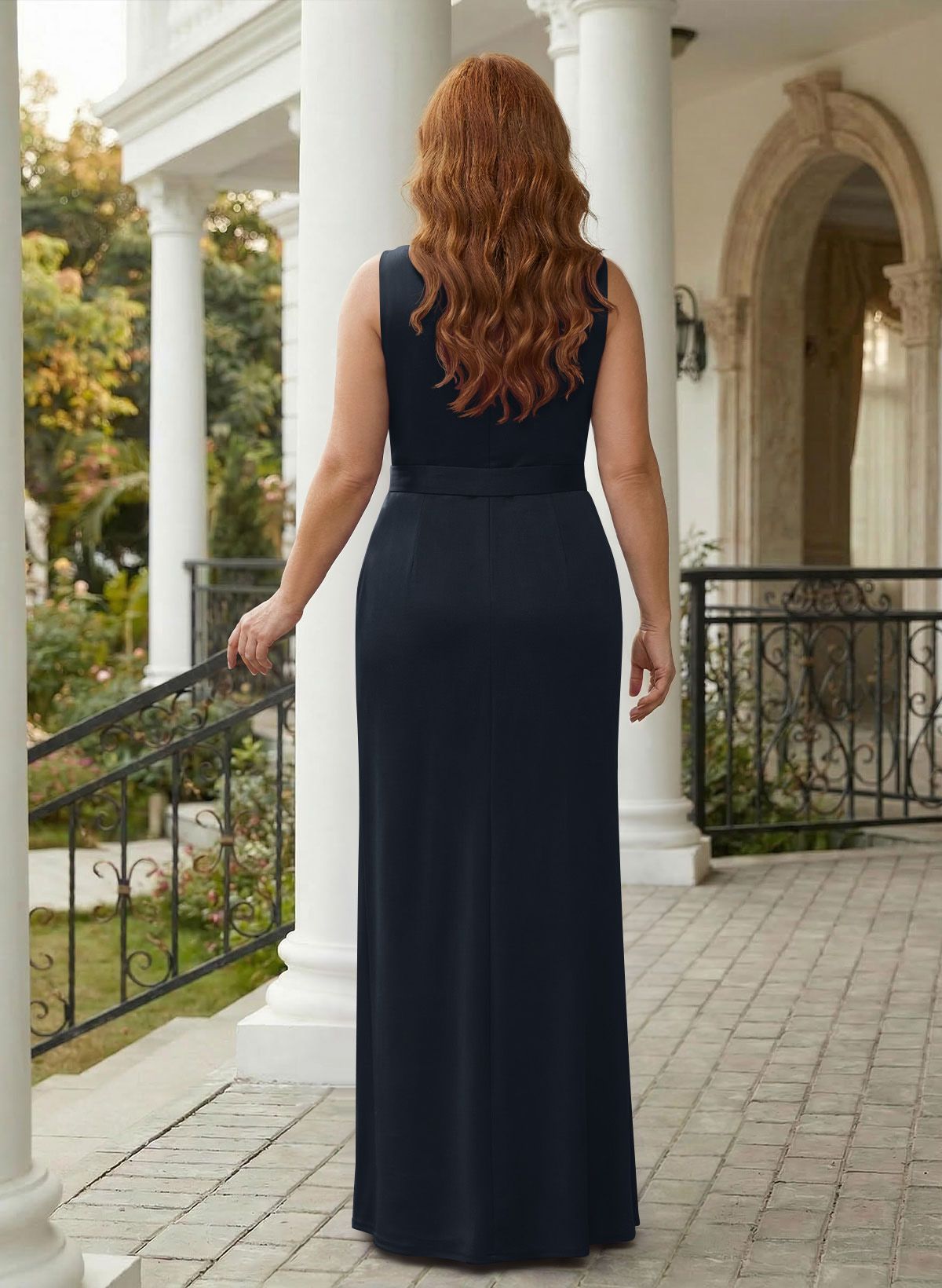 Sheath/Column Crepe Satin Mother Of The Bride Dresses With Ruffle/High Split, product image 14