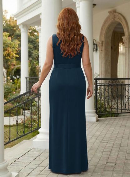Sheath/Column Crepe Satin Mother Of The Bride Dresses With Ruffle/High Split, product image 28