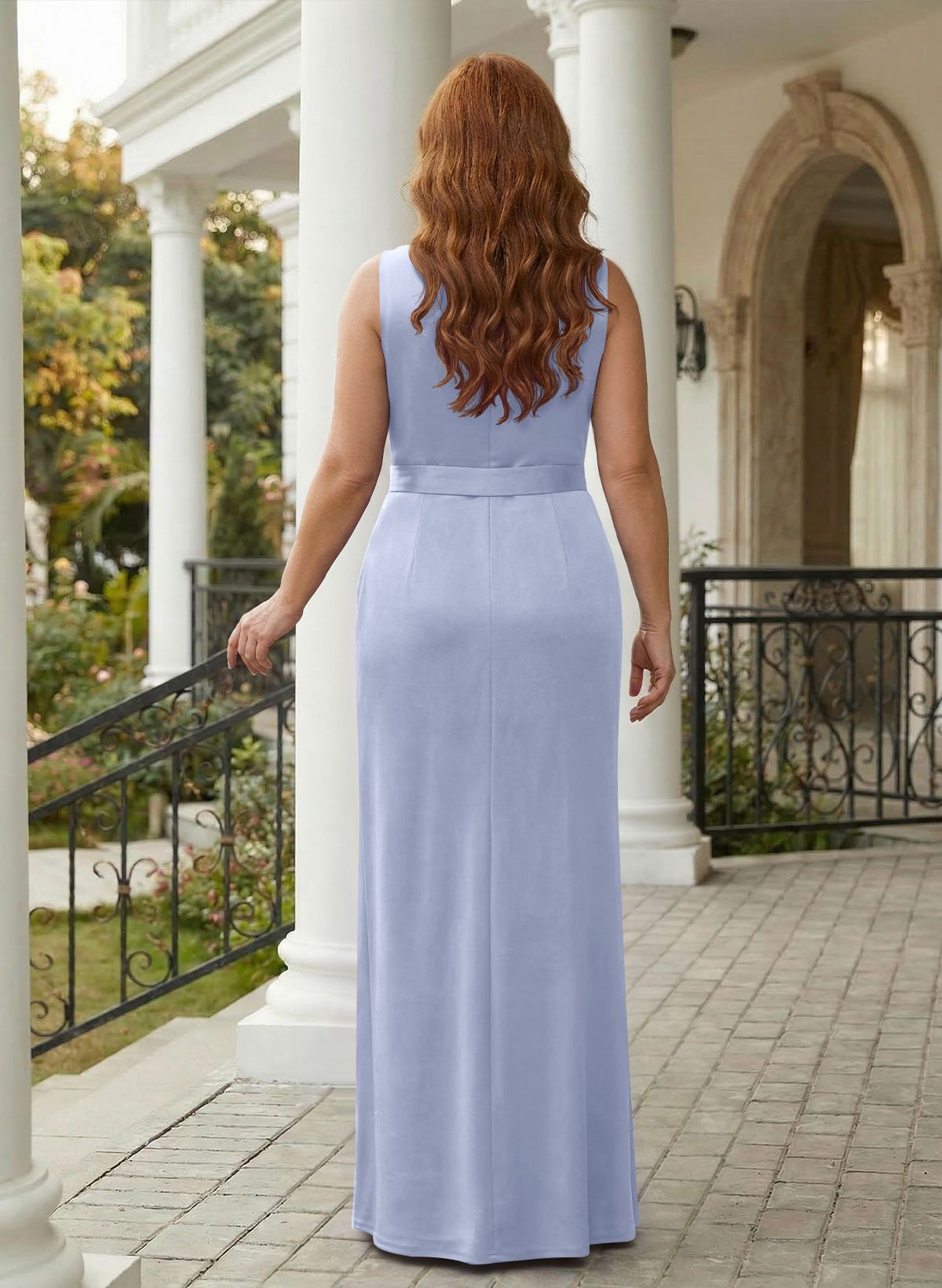 Sheath/Column Crepe Satin Mother Of The Bride Dresses With Ruffle/High Split, product image 32