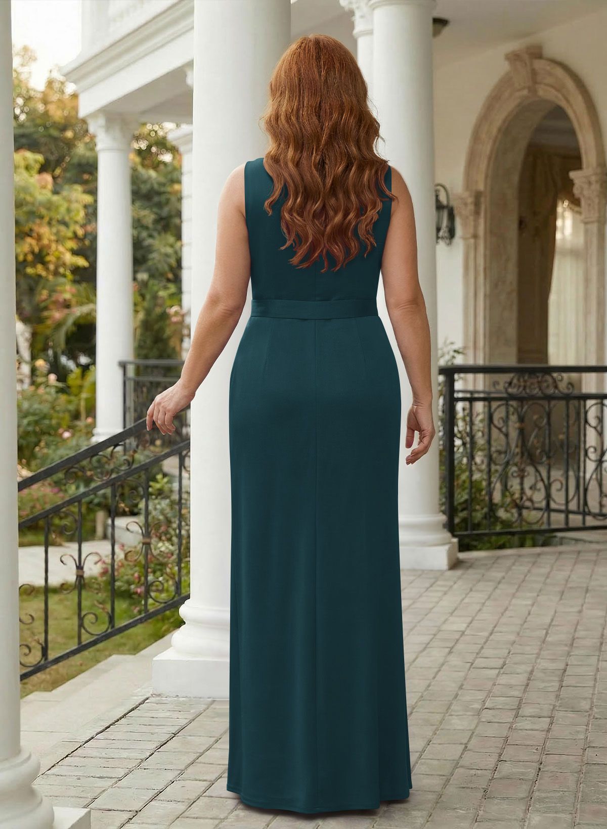 Sheath/Column Crepe Satin Mother Of The Bride Dresses With Ruffle/High Split, product image 56