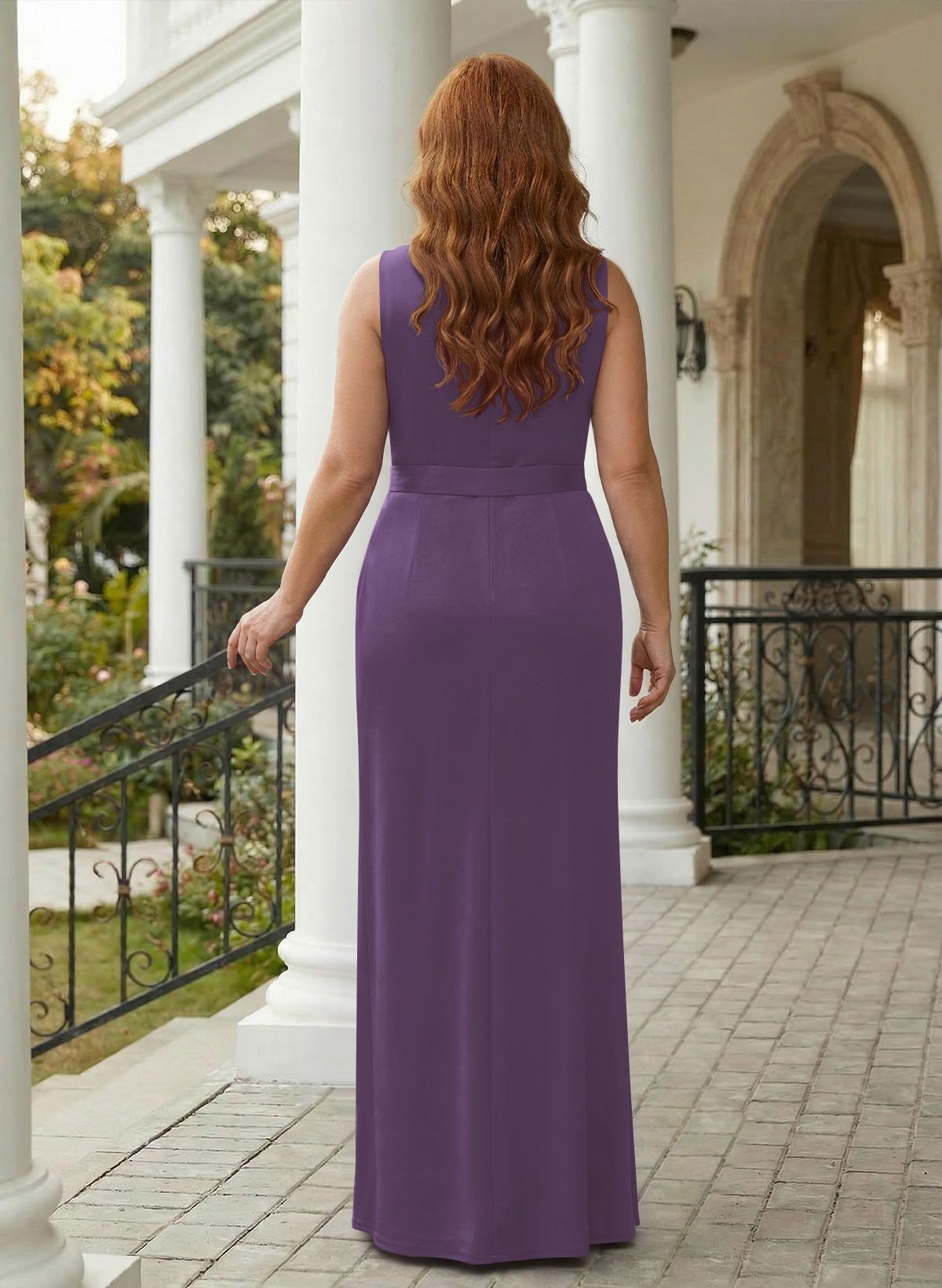Sheath/Column Crepe Satin Mother Of The Bride Dresses With Ruffle/High Split, product image 8