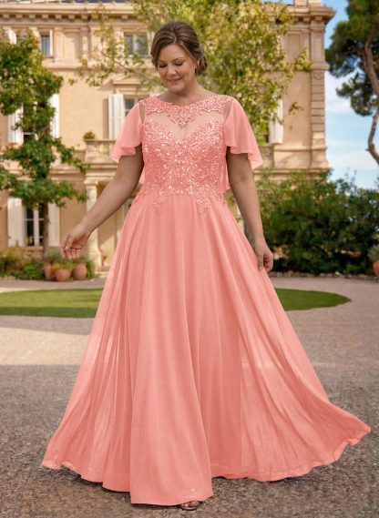 A-Line Scoop Neck Sleeveless Chiffon Mother Of The Bride Dresses With Lace, product image 49