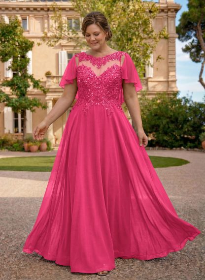 A-Line Scoop Neck Sleeveless Chiffon Mother Of The Bride Dresses With Lace, product image 41