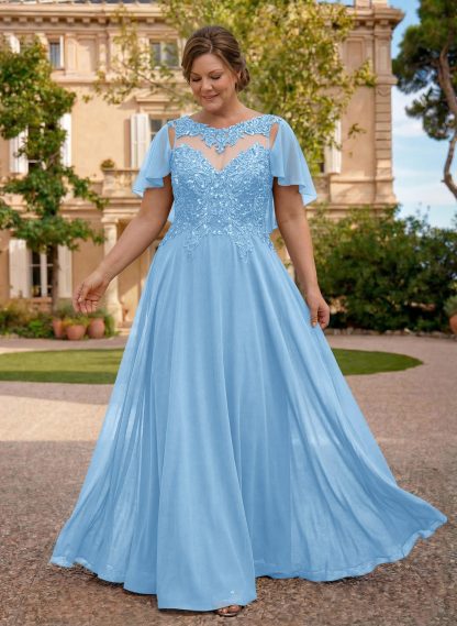 A-Line Scoop Neck Sleeveless Chiffon Mother Of The Bride Dresses With Lace, product image 15