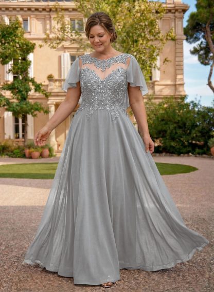 A-Line Scoop Neck Sleeveless Chiffon Mother Of The Bride Dresses With Lace, product image 19