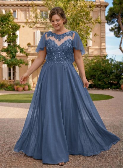 A-Line Scoop Neck Sleeveless Chiffon Mother Of The Bride Dresses With Lace, product image 29