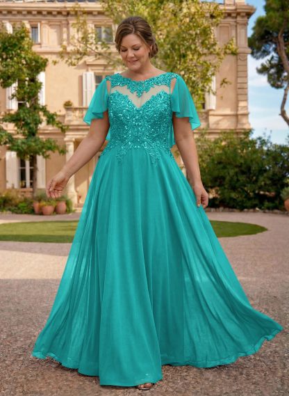 A-Line Scoop Neck Sleeveless Chiffon Mother Of The Bride Dresses With Lace, product image 37