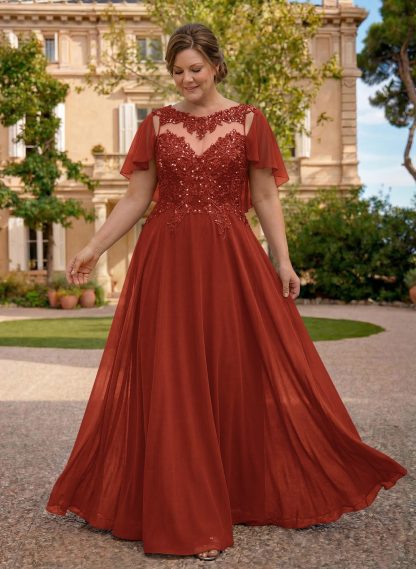 A-Line Scoop Neck Sleeveless Chiffon Mother Of The Bride Dresses With Lace, product image 65