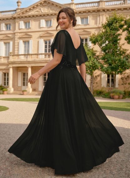 A-Line Scoop Neck Sleeveless Chiffon Mother Of The Bride Dresses With Lace, product image 14