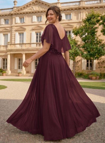 A-Line Scoop Neck Sleeveless Chiffon Mother Of The Bride Dresses With Lace, product image 60
