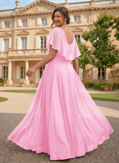 A-Line Scoop Neck Sleeveless Chiffon Mother Of The Bride Dresses With Lace, product image 54