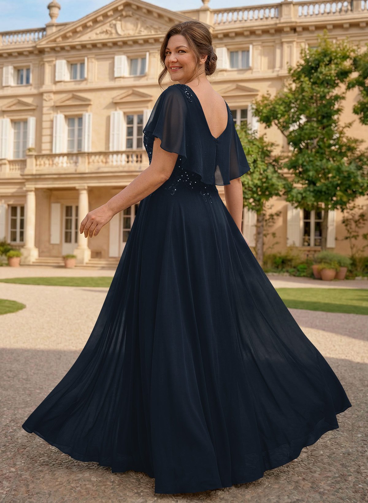 A-Line Scoop Neck Sleeveless Chiffon Mother Of The Bride Dresses With Lace, product image 26