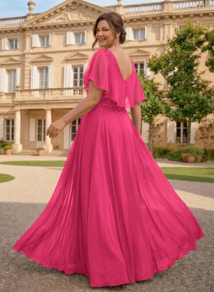 A-Line Scoop Neck Sleeveless Chiffon Mother Of The Bride Dresses With Lace, product image 42