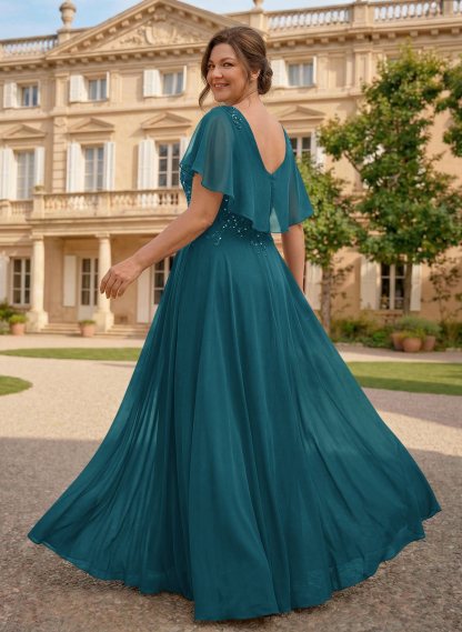A-Line Scoop Neck Sleeveless Chiffon Mother Of The Bride Dresses With Lace, product image 6