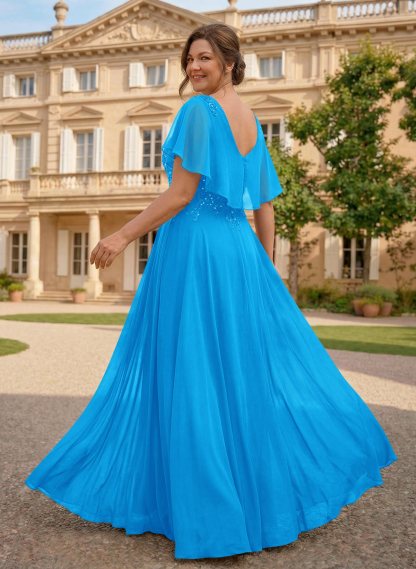 A-Line Scoop Neck Sleeveless Chiffon Mother Of The Bride Dresses With Lace, product image 36