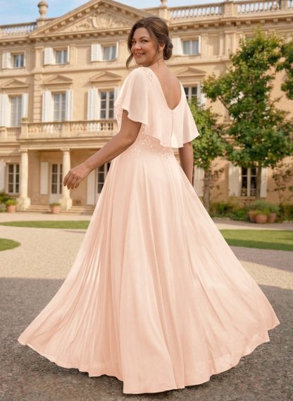 A-Line Scoop Neck Sleeveless Chiffon Mother Of The Bride Dresses With Lace, product image 44
