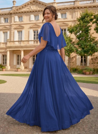 A-Line Scoop Neck Sleeveless Chiffon Mother Of The Bride Dresses With Lace, product image 4