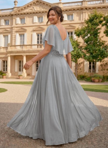 A-Line Scoop Neck Sleeveless Chiffon Mother Of The Bride Dresses With Lace, product image 20