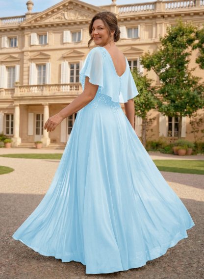 A-Line Scoop Neck Sleeveless Chiffon Mother Of The Bride Dresses With Lace, product image 32