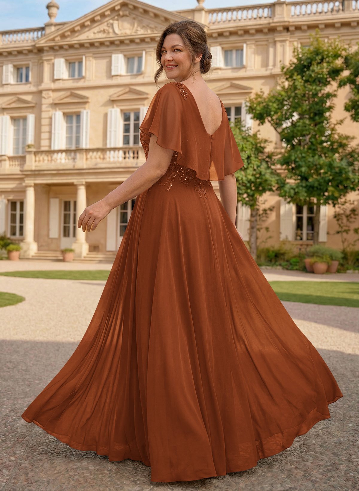 A-Line Scoop Neck Sleeveless Chiffon Mother Of The Bride Dresses With Lace, product image 22