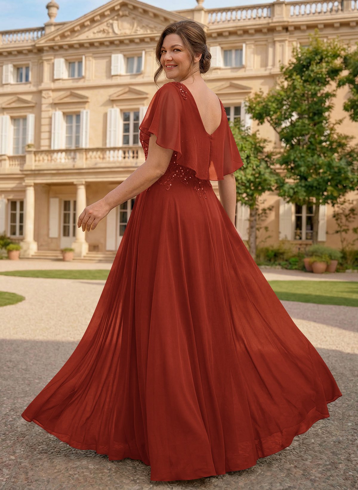 A-Line Scoop Neck Sleeveless Chiffon Mother Of The Bride Dresses With Lace, product image 66