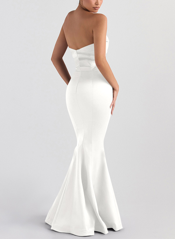 Trumpet/Mermaid V-Neck Sleeveless Floor-Length Matte Satin Bridesmaid Dresses, product image 69