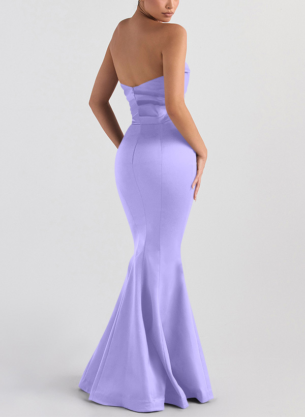 Trumpet/Mermaid V-Neck Sleeveless Floor-Length Matte Satin Bridesmaid Dresses, product image 45